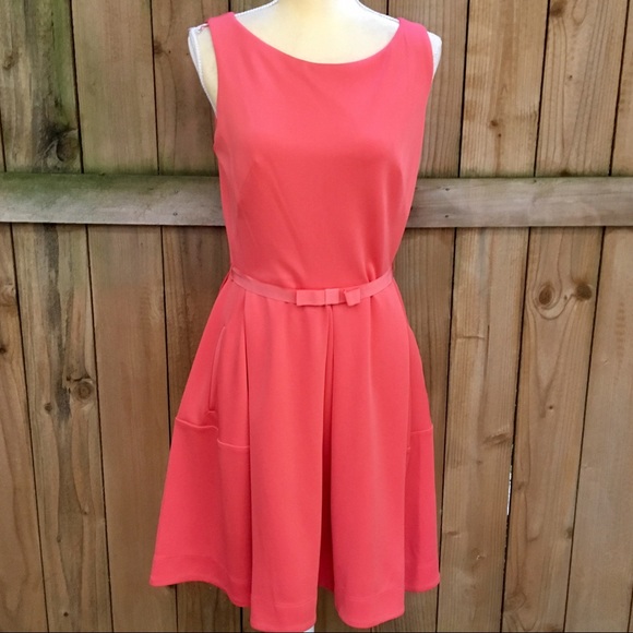 J Taylor Fit & Flare Midi Dress with Pockets NWOT - Picture 2 of 8